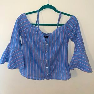 Thread Story Striped Off the Shoulder Blouse